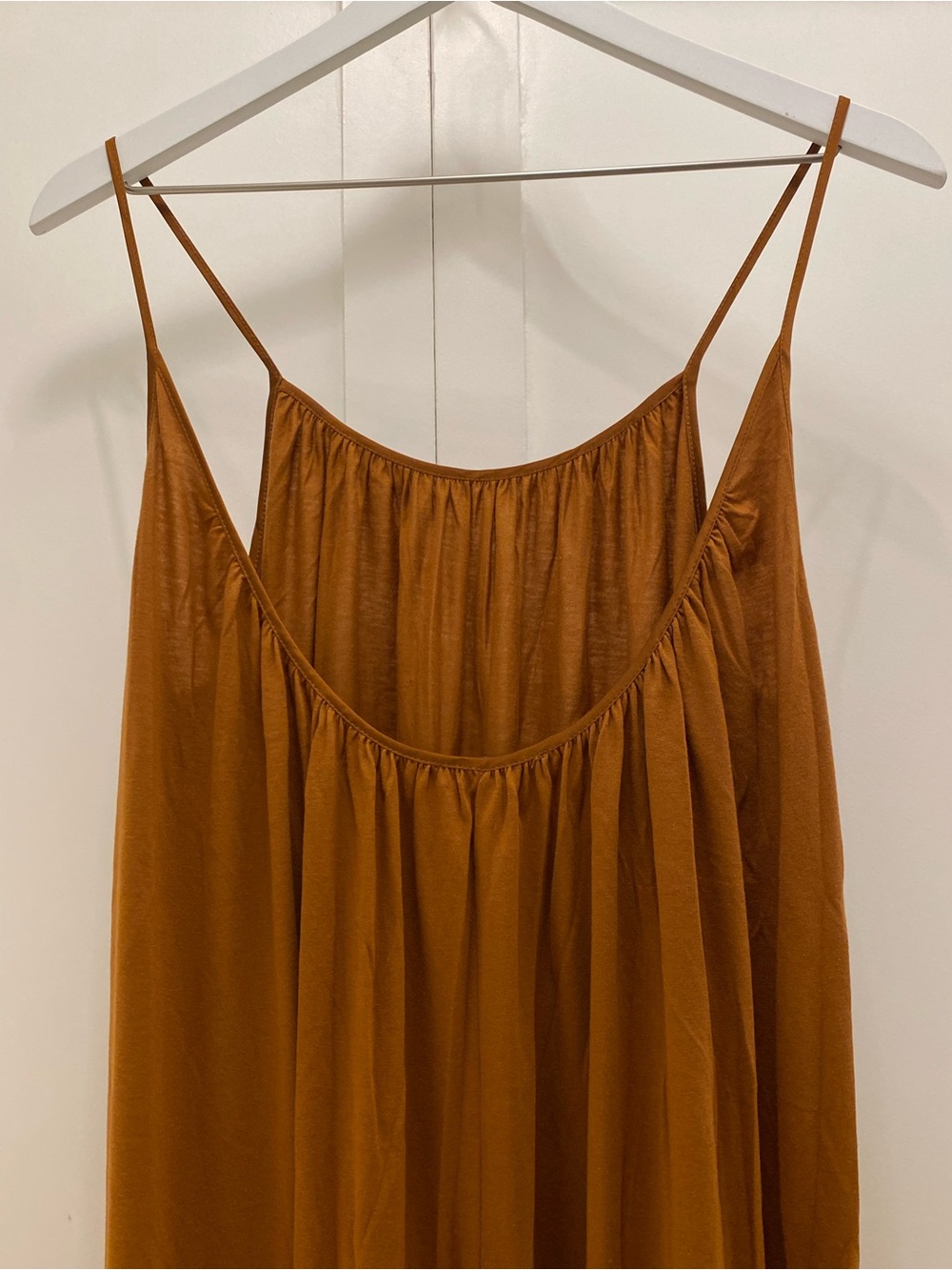Zara Rust-Brown Spaghetti-Strap Maxi Dress Oversize - Picture 9 of 13